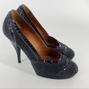 LANVIN river 2009 felt and leather heels